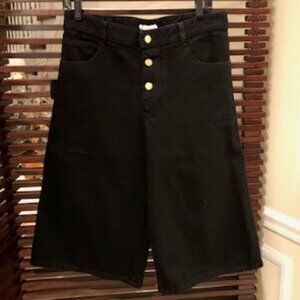 NEW $945 Bottega Veneta Women's Black Wide-leg Denim Shorts Size 40 (US 8-10)